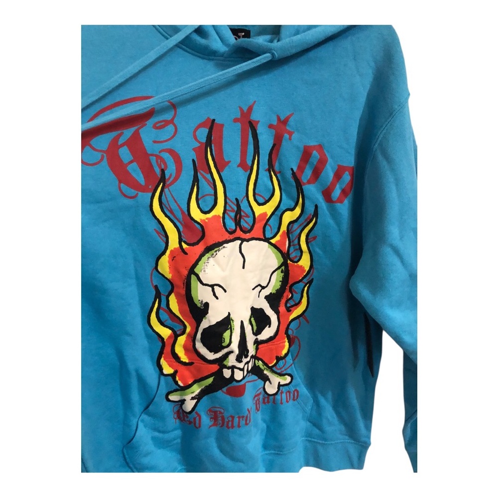 Ed‎ Hardy Men’s blue Ed hardy inscription logo printed hoodie size XL brand new - Picture 8 of 12
